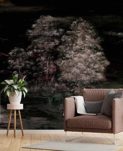 dark customisable nature wall mural called Velaria II by Loris Drago for bedrooms and hallways