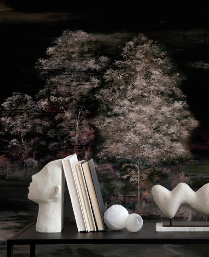 mural de parede natural escuro e personalizável chamado Velaria II de Loris Drago para quartos e corredores