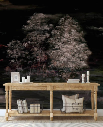 dark customisable nature wall mural called Velaria II by Loris Drago for bedrooms and hallways