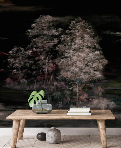 mural de pared oscuro personalizable llamado Velaria II de Loris Drago para dormitorios y pasillos