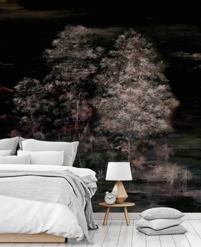 murale con natura scuro personalizzabile chiamato Velaria II di Loris Drago per camere da letto e corridoi