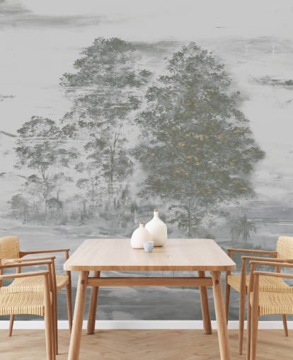 gray customizable landscape mural called Velaria III by Loris Drago for bedrooms, living rooms and hallways