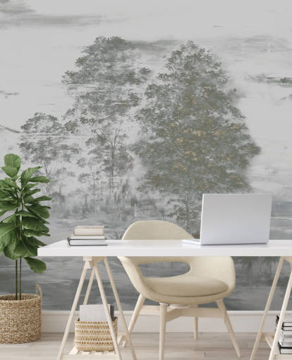 grey customisable landscape mural called Velaria III by Loris Drago for bedrooms, living rooms and hallways