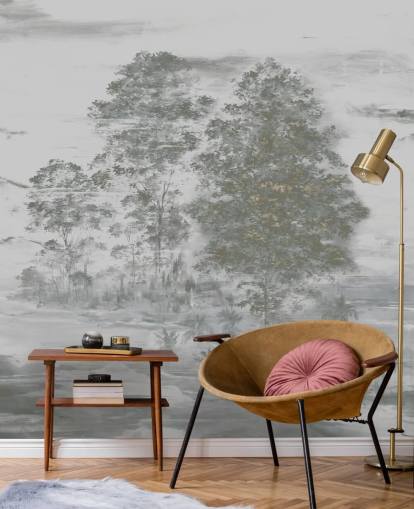 gray customizable landscape mural called Velaria III by Loris Drago for bedrooms, living rooms and hallways