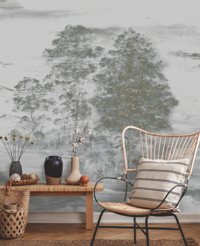gray customizable landscape mural called Velaria III by Loris Drago for bedrooms, living rooms and hallways