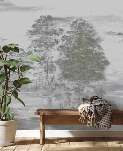 grey customisable landscape mural called Velaria III by Loris Drago for bedrooms, living rooms and hallways