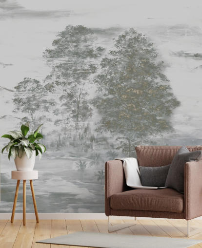 grey customisable landscape mural called Velaria III by Loris Drago for bedrooms, living rooms and hallways