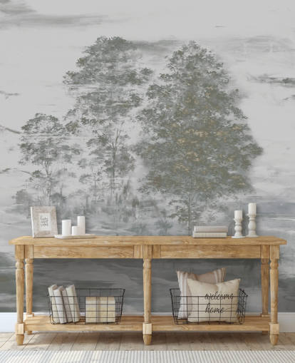 gray customizable landscape mural called Velaria III by Loris Drago for bedrooms, living rooms and hallways