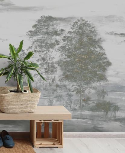 gray customizable landscape mural called Velaria III by Loris Drago for bedrooms, living rooms and hallways