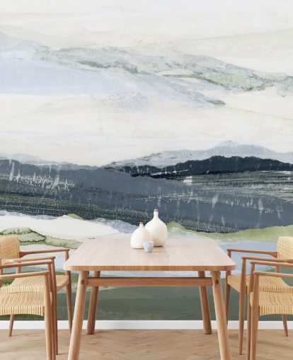 blåt og grønt brugerdefineret abstrakt landskabsmaleri kaldet After the Rain I af Lara Eckerman blåt og grønt brugerdefineret abstrakt landskabsmaleri kaldet After the Rain I af Lara Eckerman