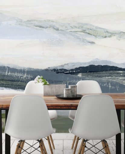 blue and green custom abstract landscape mural called After the Rain I by Lara Eckerman