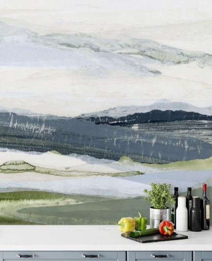 sininen ja vihreä mukautettu abstrakti maisemamaalaus nimeltä After the Rain I, kirjoittanut Lara Eckerman sininen ja vihreä mukautettu abstrakti maisemamaalaus nimeltä After the Rain I, kirjoittanut Lara Eckerman