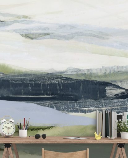 blue and green made to measure abstract mural called After the Rain II by Lara Eckerman for bathrooms and bedrooms blue and green made to measure abstract mural called After the Rain II by Lara Eckerman for bathrooms and bedrooms