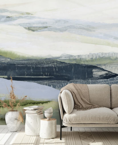 blau und grün, maßgeschneidertes abstraktes Wandbild namens After the Rain II von Lara Eckerman für Badezimmer und Schlafzimmer blau und grün, maßgeschneidertes abstraktes Wandbild namens After the Rain II von Lara Eckerman für Badezimmer und Schlafzimmer