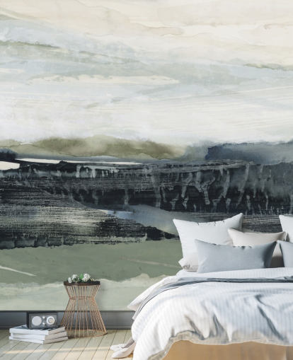 sort og grå abstrakt skov vægmaleri kaldet Dark Forest I af Lara Eckerman sort og grå abstrakt skov vægmaleri kaldet Dark Forest I af Lara Eckerman