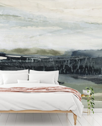 black and gray abstract forest wall mural called Dark Forest I by Lara Eckerman black and gray abstract forest wall mural called Dark Forest I by Lara Eckerman