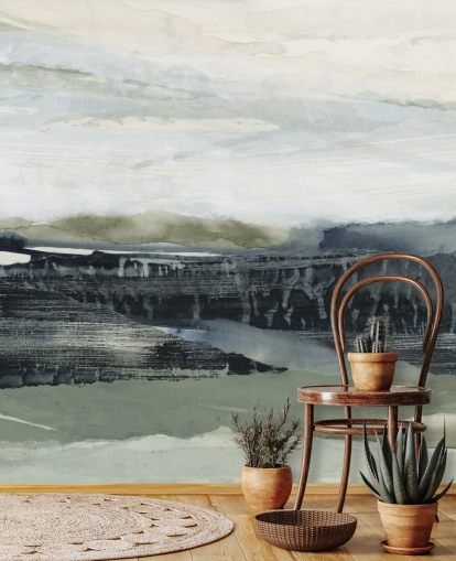 murale a parete astratto nero e grigio chiamato Dark Forest I di Lara Eckerman