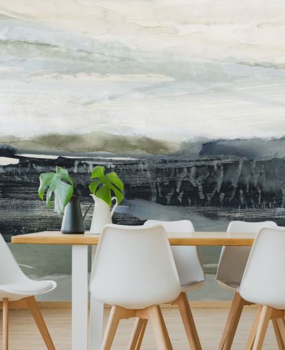 black and gray abstract forest wall mural called Dark Forest I by Lara Eckerman black and gray abstract forest wall mural called Dark Forest I by Lara Eckerman