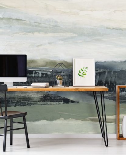 svart och grå abstrakt skog väggmålning som heter Dark Forest I av Lara Eckerman svart och grå abstrakt skog väggmålning som heter Dark Forest I av Lara Eckerman