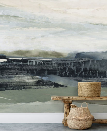 schwarz-graues abstraktes Wald-Wandbild namens Dark Forest I von Lara Eckerman schwarz-graues abstraktes Wald-Wandbild namens Dark Forest I von Lara Eckerman