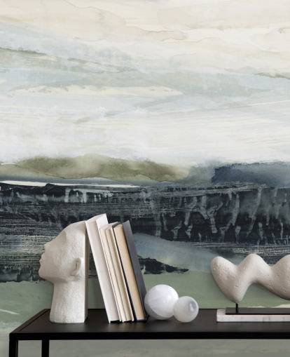 svart och grå abstrakt skog väggmålning som heter Dark Forest I av Lara Eckerman svart och grå abstrakt skog väggmålning som heter Dark Forest I av Lara Eckerman