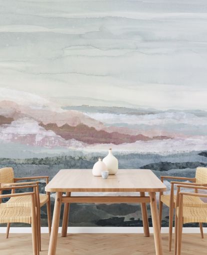 blue customisable abstract ocean mural called Drifting Dreams by Lara Eckerman for bedrooms, bathrooms and kitchens