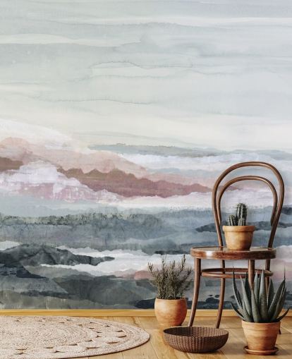 peinture murale abstraite bleue personnalisable sur l'océan appelée Drifting Dreams de Lara Eckerman pour les chambres, les salles de bain et les cuisines