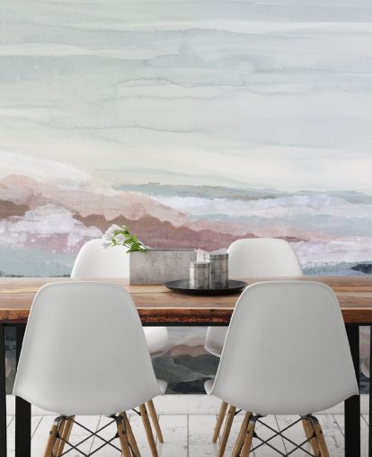 murale astratto blu personalizzabile sull'oceano chiamato Drifting Dreams di Lara Eckerman per camere da letto, bagni e cucine