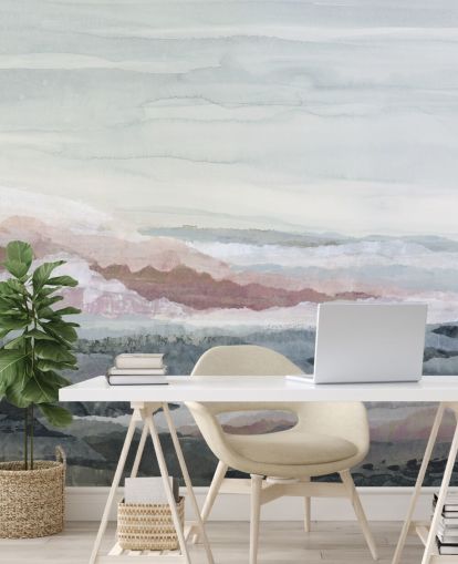 blue customisable abstract ocean mural called Drifting Dreams by Lara Eckerman for bedrooms, bathrooms and kitchens