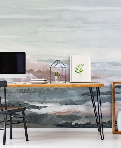 blue customisable abstract ocean mural called Drifting Dreams by Lara Eckerman for bedrooms, bathrooms and kitchens