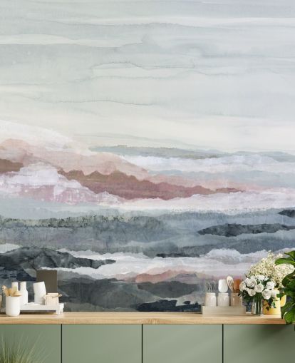 peinture murale abstraite bleue personnalisable sur l'océan appelée Drifting Dreams de Lara Eckerman pour les chambres, les salles de bain et les cuisines peinture murale abstraite bleue personnalisable sur l'océan appelée Drifting Dreams de Lara Eckerman pour les chambres, les salles de bain et les cuisines