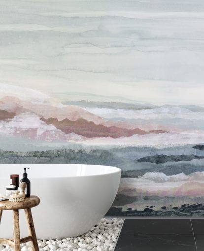 murale astratto blu personalizzabile sull'oceano chiamato Drifting Dreams di Lara Eckerman per camere da letto, bagni e cucine murale astratto blu personalizzabile sull'oceano chiamato Drifting Dreams di Lara Eckerman per camere da letto, bagni e cucine