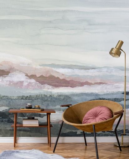 blå anpassningsbar abstrakt havväggmålning kallad Drifting Dreams av Lara Eckerman för sovrum, badrum och kök blå anpassningsbar abstrakt havväggmålning kallad Drifting Dreams av Lara Eckerman för sovrum, badrum och kök