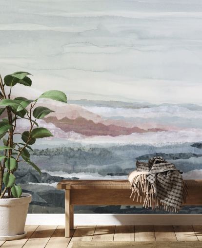 blauwe aanpasbare abstracte oceaanmuurschildering genaamd Drifting Dreams van Lara Eckerman voor slaapkamers, badkamers en keukens blauwe aanpasbare abstracte oceaanmuurschildering genaamd Drifting Dreams van Lara Eckerman voor slaapkamers, badkamers en keukens