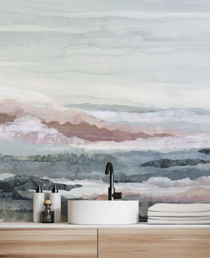 blaues, personalisierbares abstraktes Ozean-Wandbild namens Drifting Dreams von Lara Eckerman für Schlafzimmer, Badezimmer und Küchen