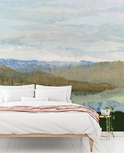 blue and green abstract wall mural called Saltwater Reverie by Lara Eckerman for bedrooms and lounges