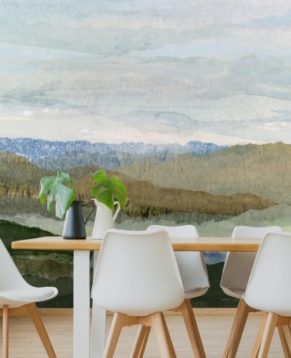 blå og grønn abstrakt veggmaleri kalt Saltwater Reverie av Lara Eckerman for soverom og salonger