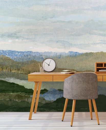 murale astratto blu e verde chiamato Saltwater Reverie di Lara Eckerman per camere da letto e salotti murale astratto blu e verde chiamato Saltwater Reverie di Lara Eckerman per camere da letto e salotti