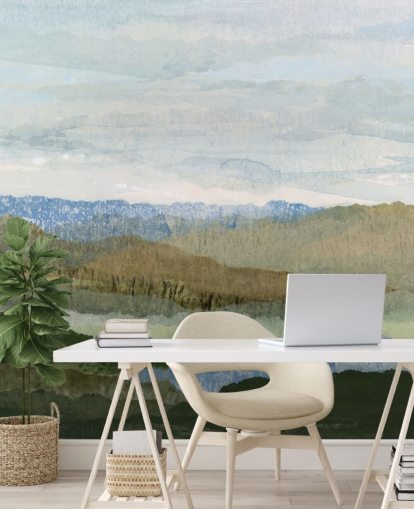 blue and green abstract wall mural called Saltwater Reverie by Lara Eckerman for bedrooms and lounges