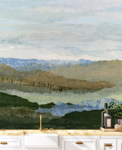 blue and green abstract wall mural called Saltwater Reverie by Lara Eckerman for bedrooms and lounges