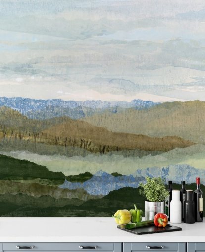 blå och grön abstrakt väggmålning kallad Saltwater Reverie av Lara Eckerman för sovrum och lounger blå och grön abstrakt väggmålning kallad Saltwater Reverie av Lara Eckerman för sovrum och lounger