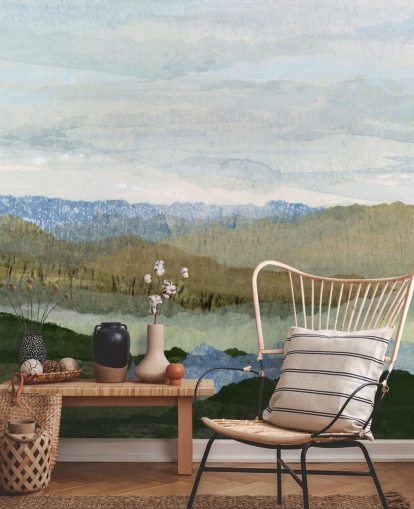 blå og grøn abstrakt vægmaleri kaldet Saltwater Reverie af Lara Eckerman til soveværelser og lounger blå og grøn abstrakt vægmaleri kaldet Saltwater Reverie af Lara Eckerman til soveværelser og lounger