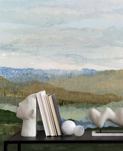 blå och grön abstrakt väggmålning kallad Saltwater Reverie av Lara Eckerman för sovrum och lounger blå och grön abstrakt väggmålning kallad Saltwater Reverie av Lara Eckerman för sovrum och lounger