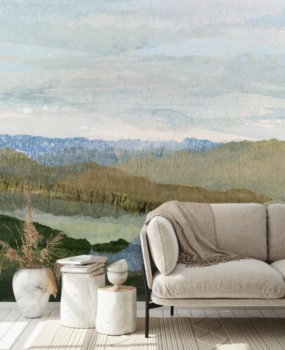 blaues und grünes abstraktes Wandbild namens Saltwater Reverie von Lara Eckerman für Schlafzimmer und Lounges