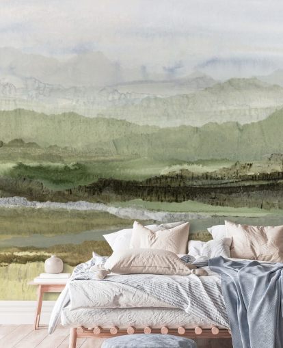 green custom abstract mural called Wandering Grove by Lara Eckerman for bedrooms, dining rooms and more green custom abstract mural called Wandering Grove by Lara Eckerman for bedrooms, dining rooms and more