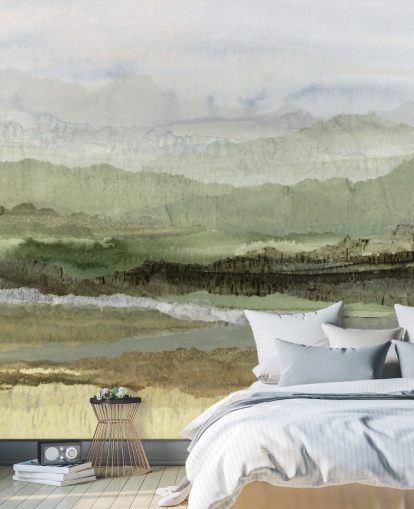 green custom abstract mural called Wandering Grove by Lara Eckerman for bedrooms, dining rooms and more green custom abstract mural called Wandering Grove by Lara Eckerman for bedrooms, dining rooms and more