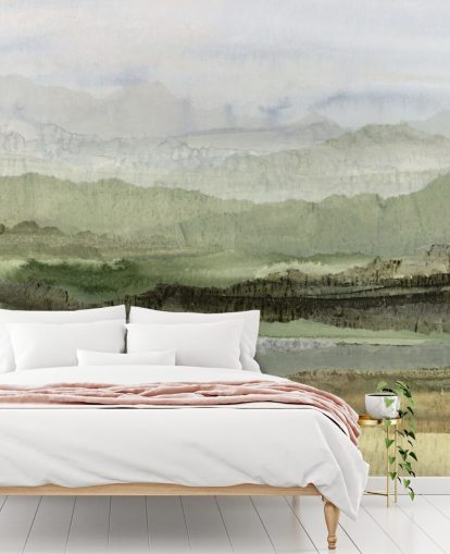 green custom abstract mural called Wandering Grove by Lara Eckerman for bedrooms, dining rooms and more green custom abstract mural called Wandering Grove by Lara Eckerman for bedrooms, dining rooms and more