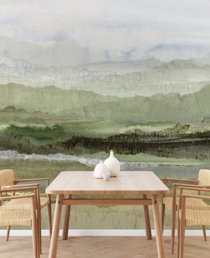 grønt tilpasset abstrakt veggmaleri kalt Wandering Grove av Lara Eckerman for soverom, spisestuer og mer grønt tilpasset abstrakt veggmaleri kalt Wandering Grove av Lara Eckerman for soverom, spisestuer og mer