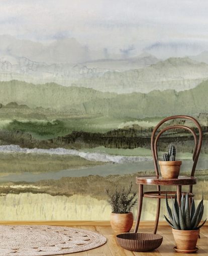 murale astratto personalizzato verde chiamato Wandering Grove di Lara Eckerman per camere da letto, sale da pranzo e altro murale astratto personalizzato verde chiamato Wandering Grove di Lara Eckerman per camere da letto, sale da pranzo e altro