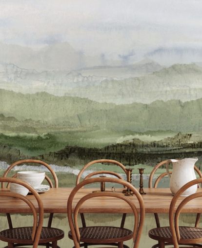 grünes maßgeschneidertes abstraktes Wandbild namens Wandering Grove von Lara Eckerman für Schlafzimmer, Esszimmer und mehr grünes maßgeschneidertes abstraktes Wandbild namens Wandering Grove von Lara Eckerman für Schlafzimmer, Esszimmer und mehr